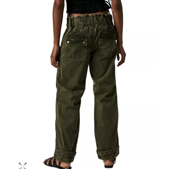 NWT Free People We The Free Can't Compare Slouch Pants Size S Army Green Grunge - Picture 2 of 13